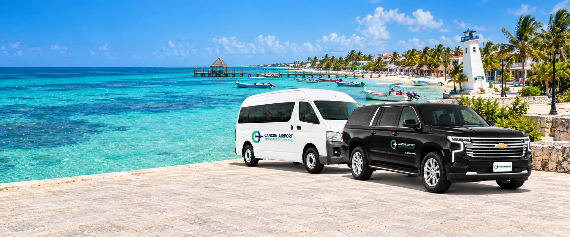 Illustration of CAT vehicles for a transfer to Puerto Morelos