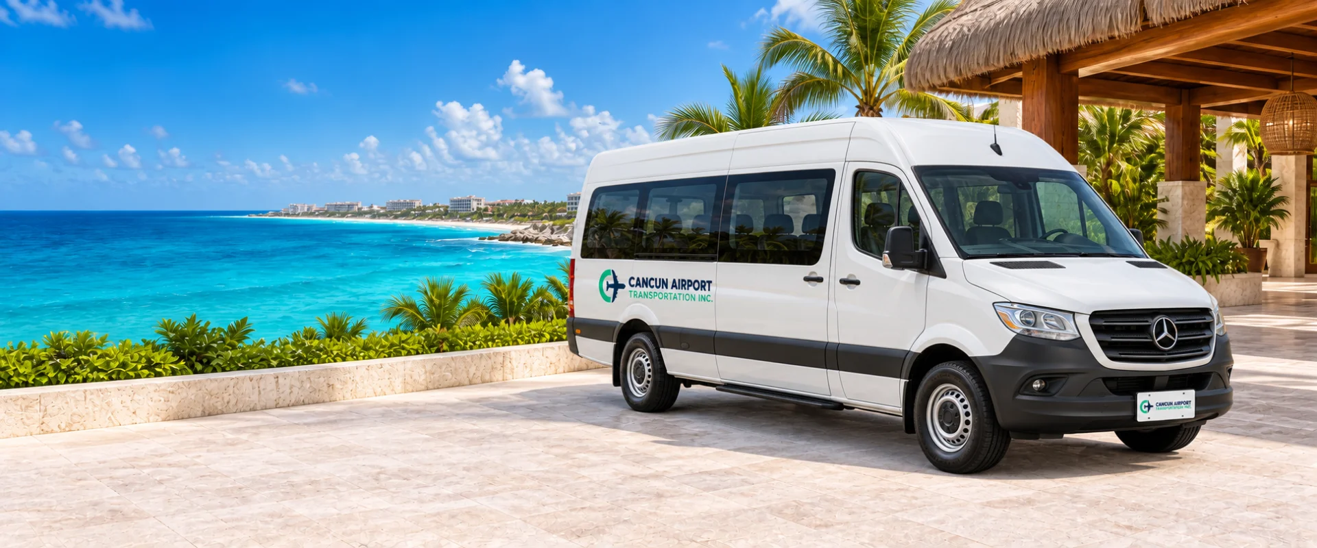 Illustrative CAT passenger minibus at a Caribbean resort