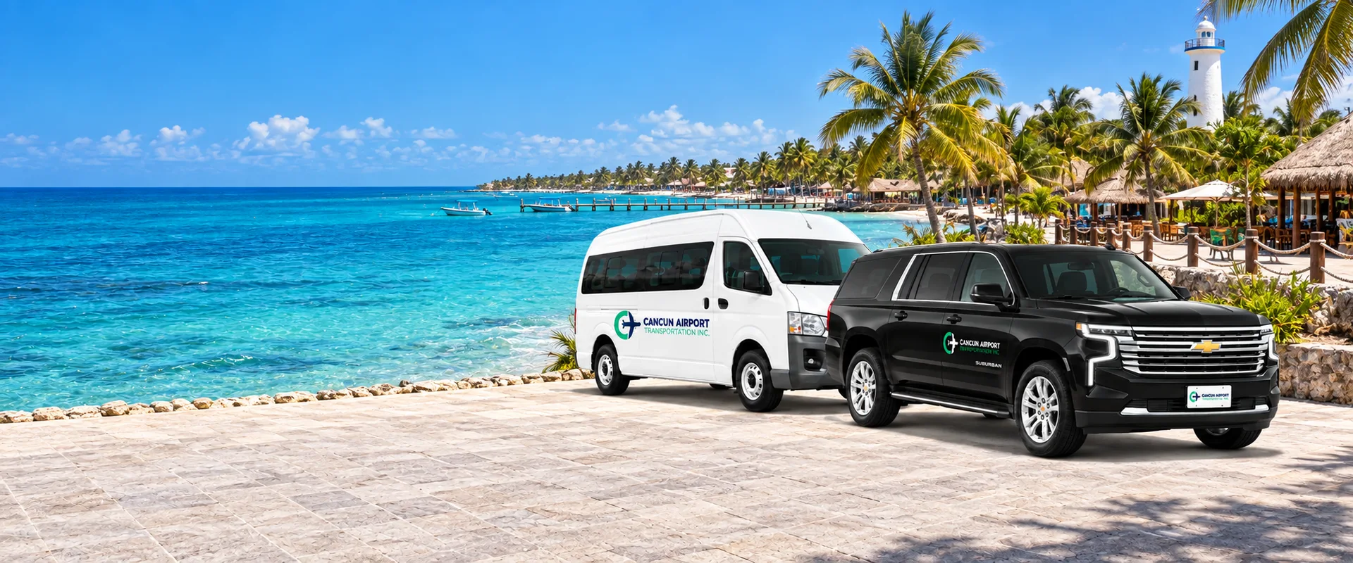 Illustration of CAT vehicles for a transfer to Mahahual