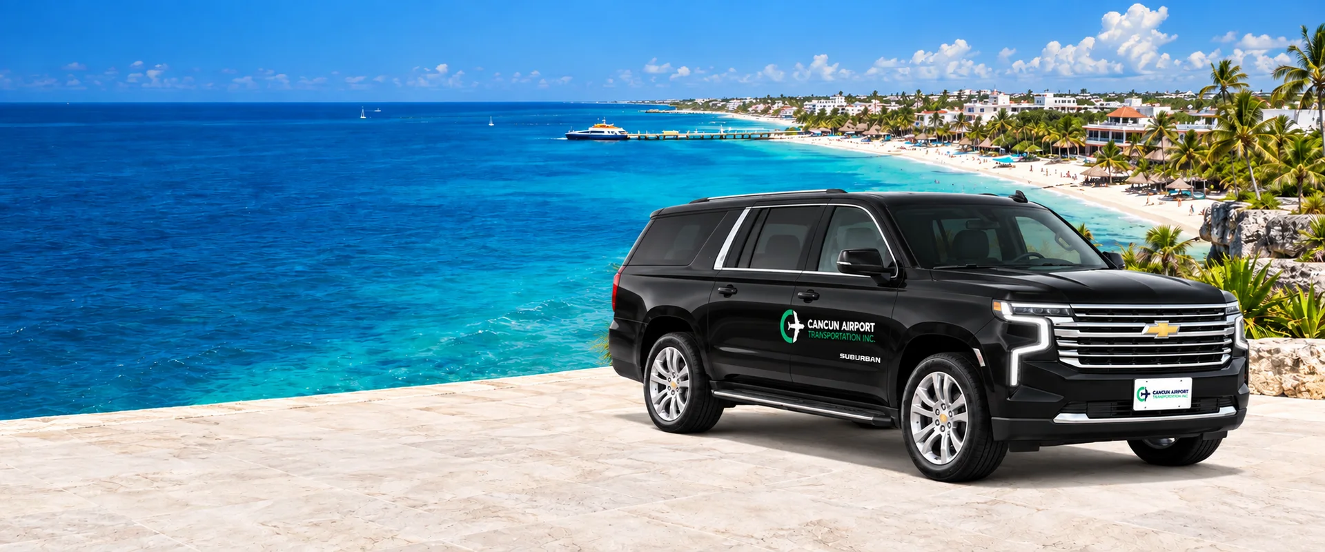 Illustrative composition of a CAT Chevrolet Suburban in Playa del Carmen